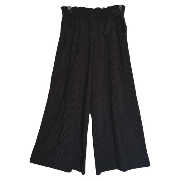 ZARA KIDS • Black Pleated Palazzo Pants Wide Leg Bow
